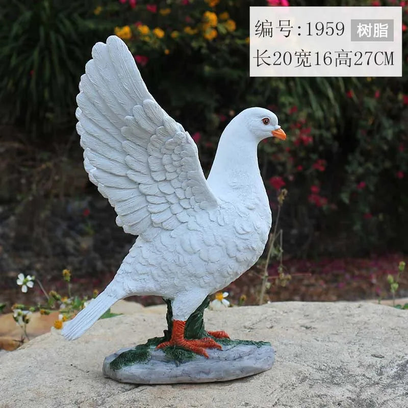 Outdoor garden simulation animal white dove model, garden decoration prop, resin simulation pigeon figurine