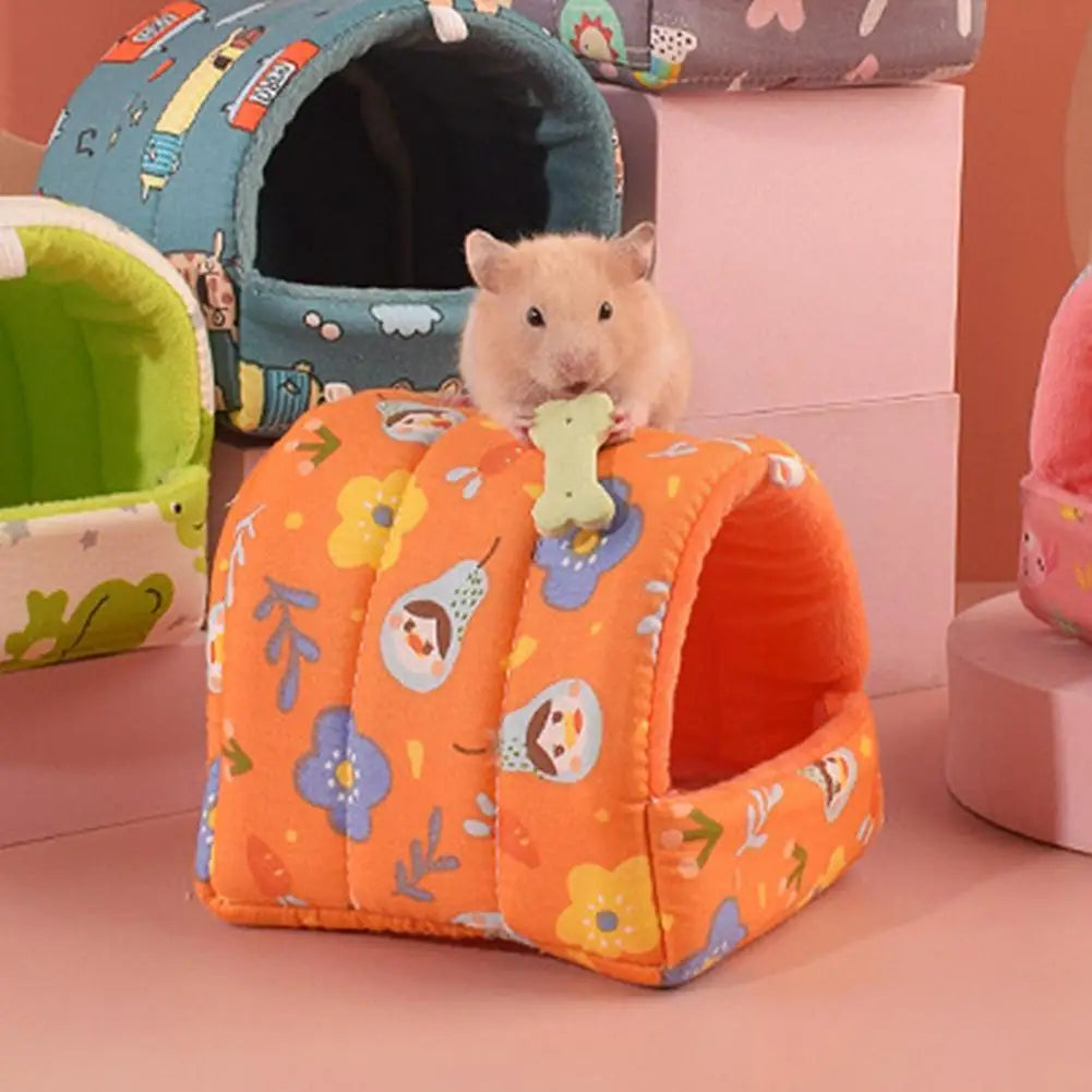 Soft Hamster House Rabbit Rodent Guinea Pig Rat Cage Nest Small Animal Sleeping Bed Winter Warm Cotton Mat Accessories Hedgehog