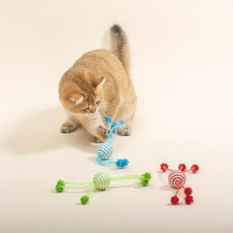 Interactive Cat Toy Ropes Ball Toys For Pet Dogs Kittens Teasing Bite-resistant Toys   gatos