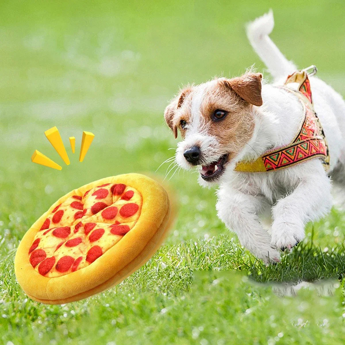 Plush Dog Toy Doughnut Pizza Shape Pet Squeaky Toys for Small Large Dogs Cleaning Teeth Puppy Chew Sound Toy Pet Supplies