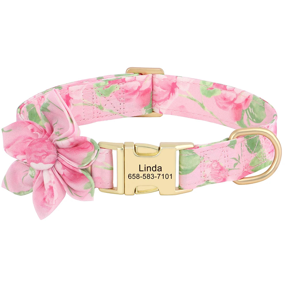 Custom Nylon Dog Collar Cute Print Dog Collars Free Engraved Pet ID Collars Necklace For Small Medium Large Dogs Pug Adjustable
