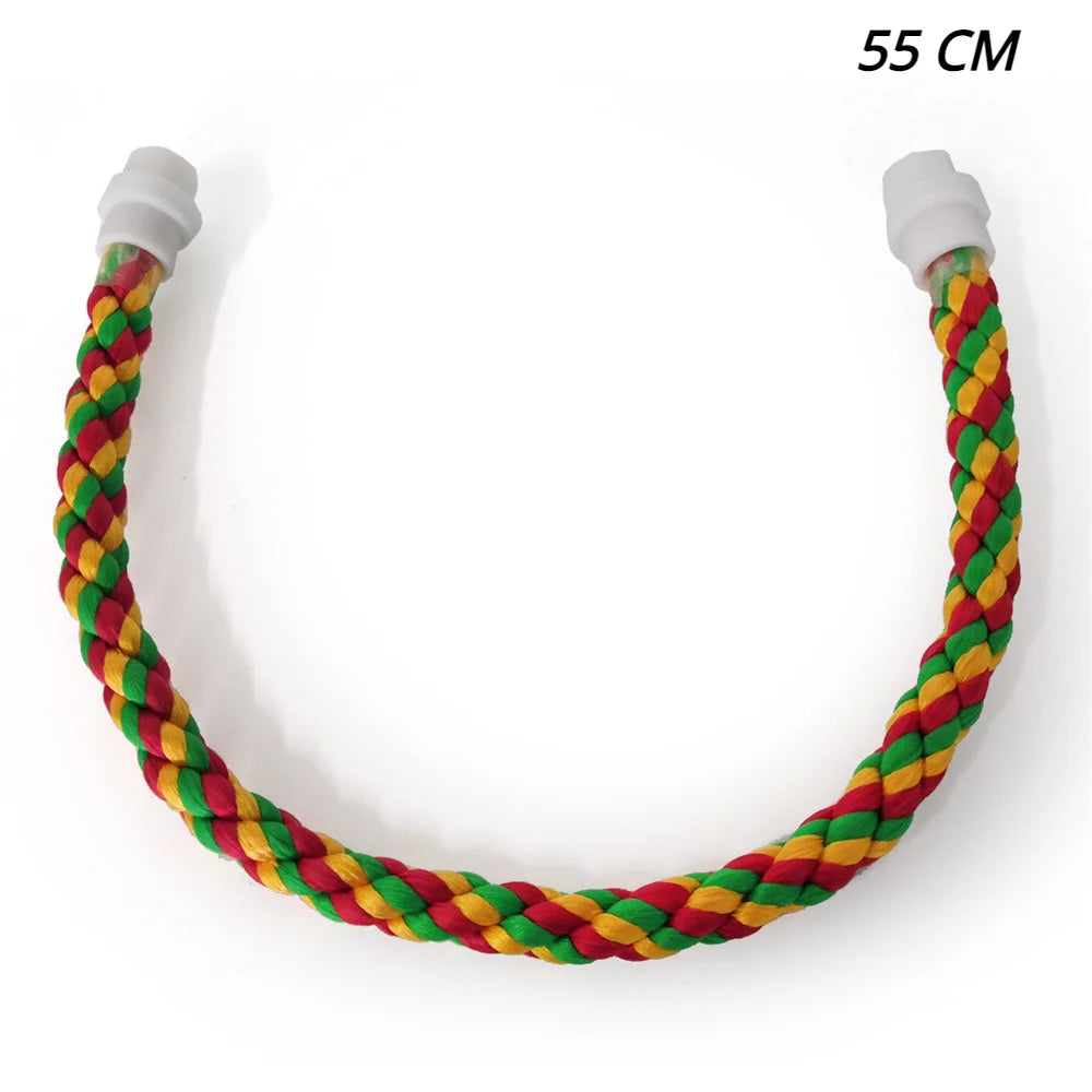 105/80/55/30cm Colorful Parrot Rope Hanging Braided Budgie Bird Cage Cockatiel Toy Pet Stand Accessories Ladder Swing Supplies