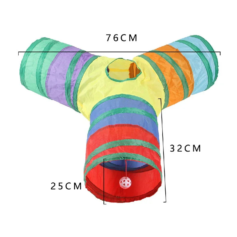 Collapsible Rainbow Cat Tunnel Pet Tube Play Toy Indoor Outdoor Kitty Puppy Toys for Puzzle Exercising Hiding Training Cat Toys