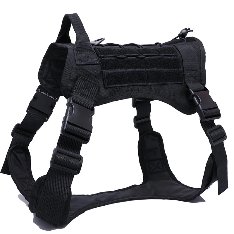 Tactical Dog Harness Leash Collar for Medium Large Dogs Military Pet Vest Adjustable Service Dog Harnesses For Training Walking