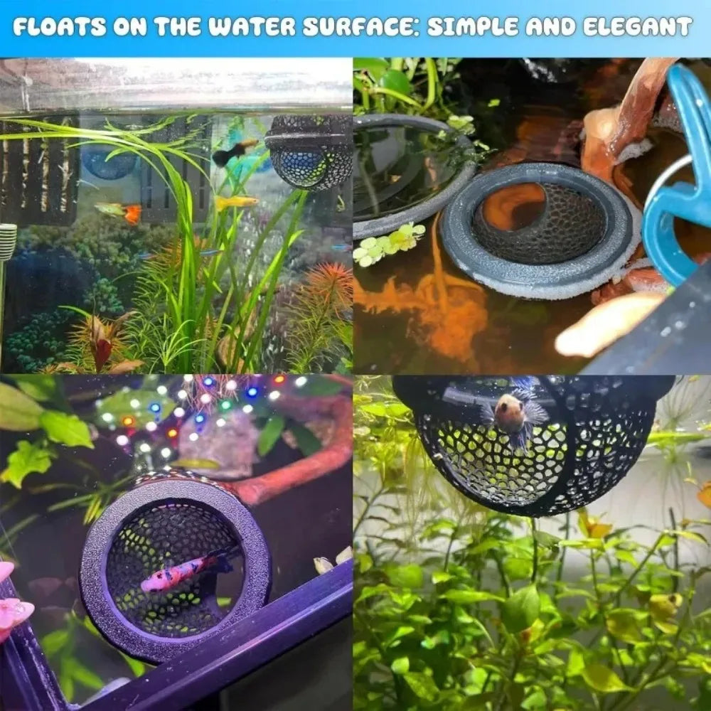 3-in-1 Aqaurium Floating Cave Fish Shrimp Hideout Shelter Hammock Feeding Ring & Resting Spot for Betta Small Aquatic Pets