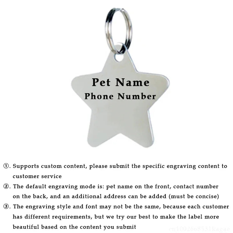 Personalized Dog Nameplate Cat Name ID Tags Customized Pet Nametag Free Engraving Tag Stainless Steel Anti-lost Puppy Identifier