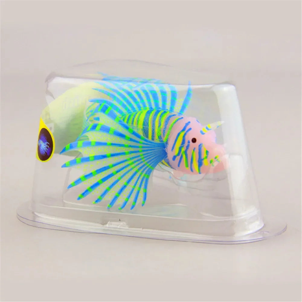 Artificial Luminous Lionfish Fish Silicone Fake Fish Floating Glow In Dark Aquarium Tank Landscape Ornament Home Decoration