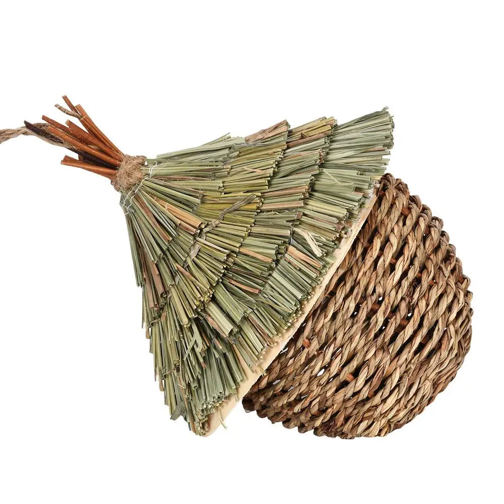 Charming Decorative Hummingbird House Hand-woven Hummingbird Nest House Natural Grass Hung Bird For Garden Patio Lawn Office