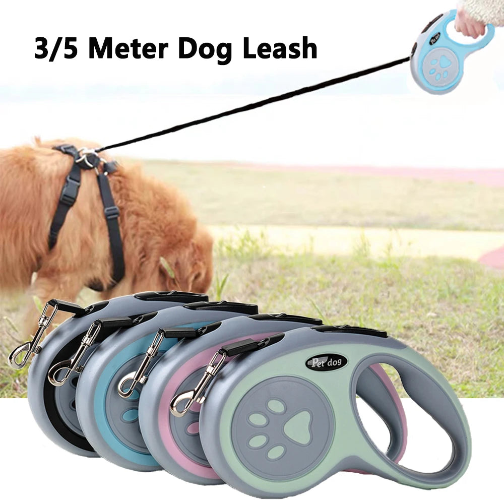 3M/5Metre Dog Leash Walking Automatic Pet Collar ABS Case Nylon Rope Dog Harness Dog footprint Puppy Dog Footprints Keychain