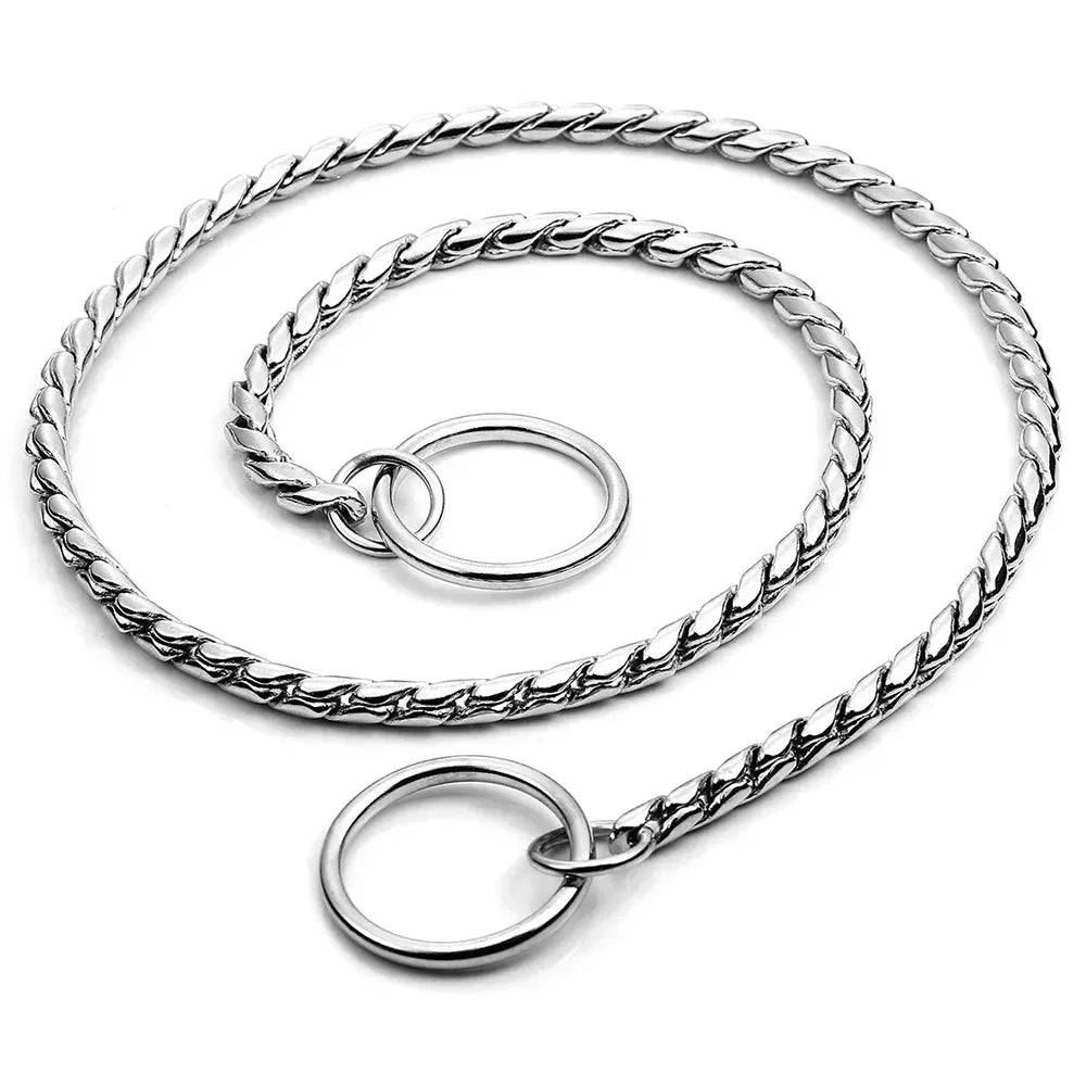 Dog Snake Chain Choke Collar P Chock Metal Chain Dog Collar Necklace Walking Training Pet Supplies for Small Medium Large Dogs