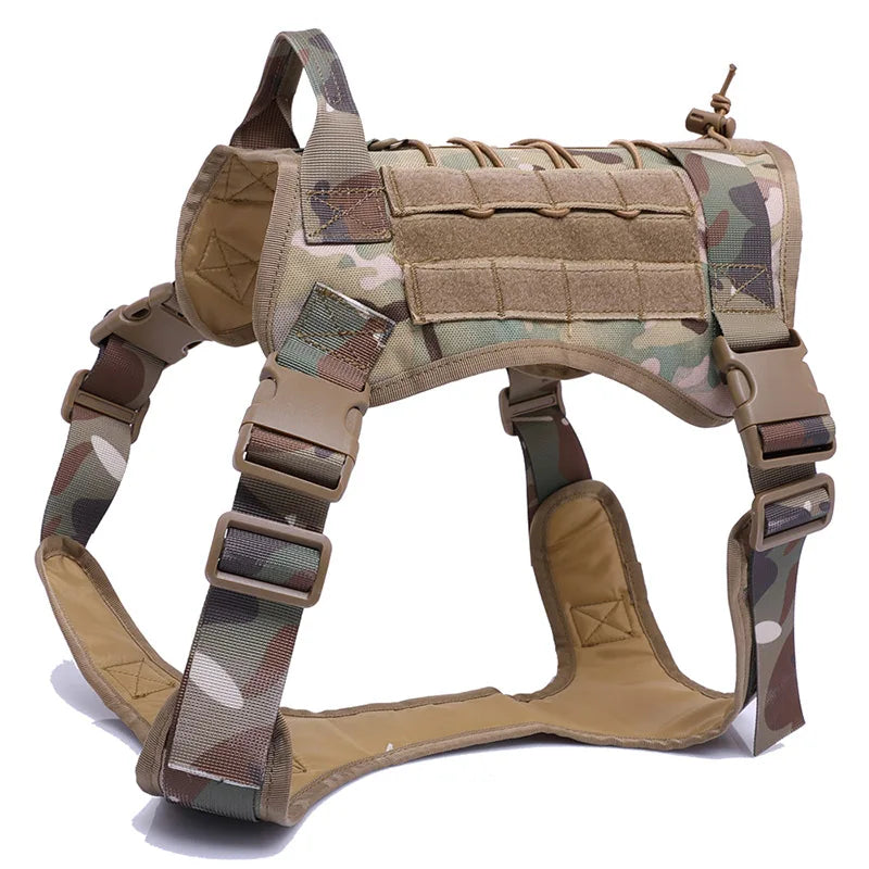 Tactical Dog Harness Leash Collar for Medium Large Dogs Military Pet Vest Adjustable Service Dog Harnesses For Training Walking