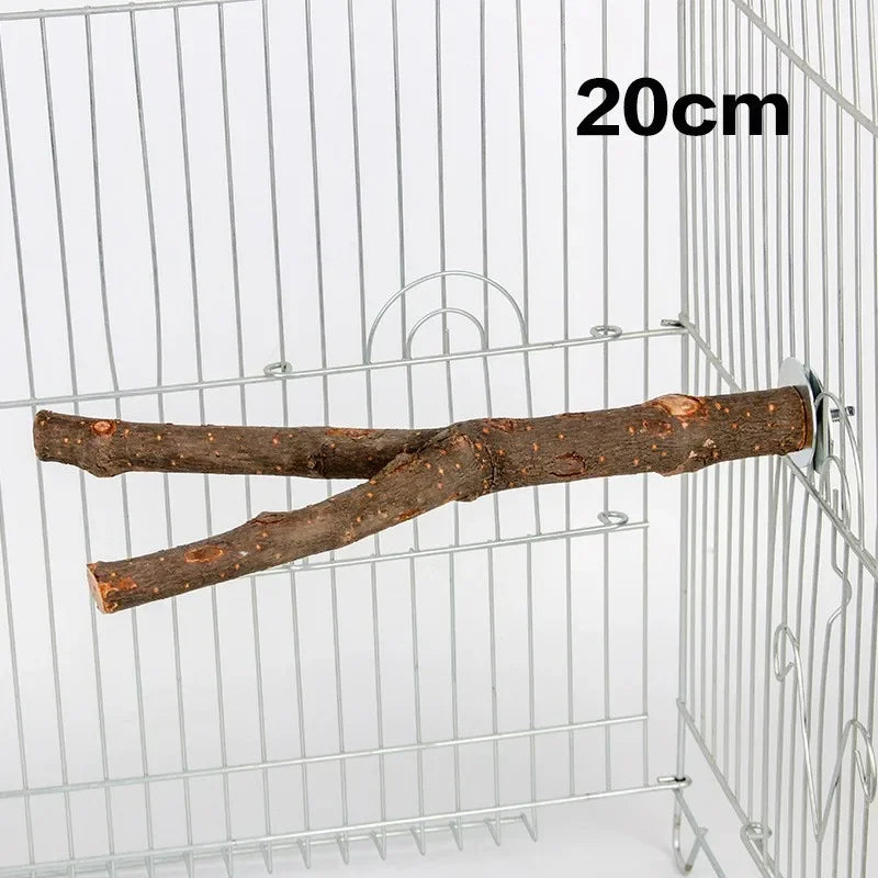 Natural Wood Pet Parrot Raw Wood Fork Tree Branch Stand Rack Squirrel Bird Hamster Branch Perches Chew Bite Toys Stick