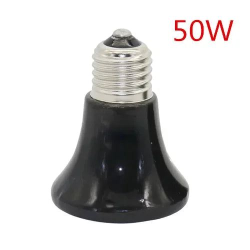 Pet Heating Light E27 25W~100W Small Conical Ceramic Emitter Heat Bulb Black For Reptile Pet Brooder Lamp 1Pc