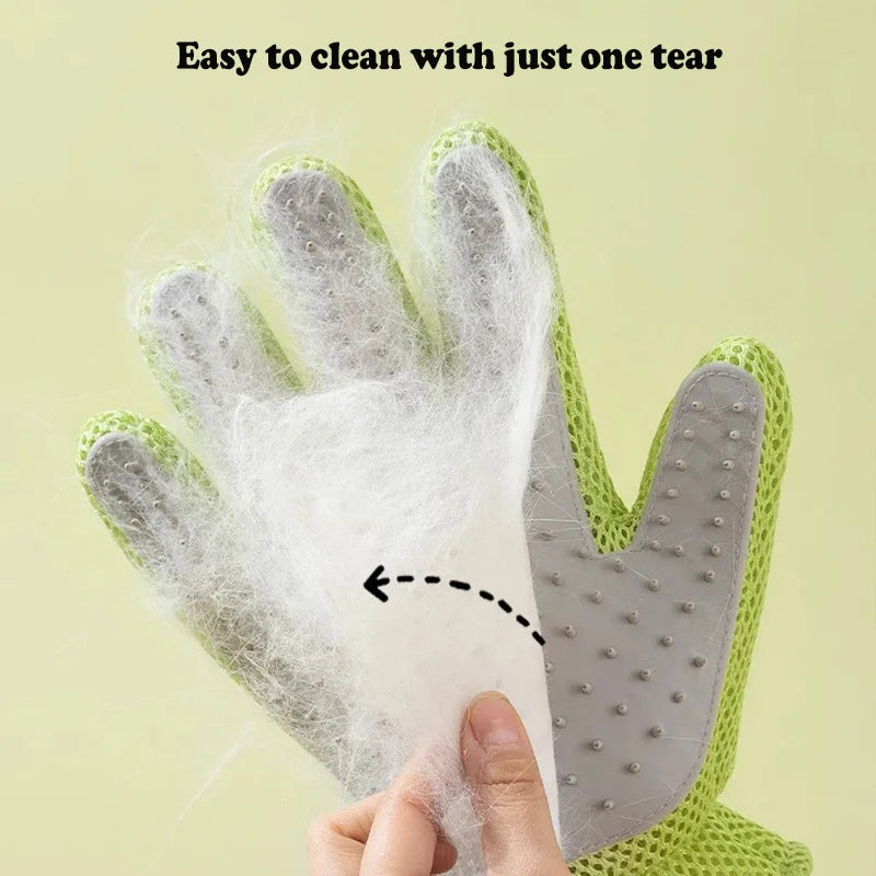 2-in-1 Double Sided Cat Grooming Gloves Bionic Tongue Comb Striped Massage for Shedding Sofa Clothes Breathable Anti-Scratch