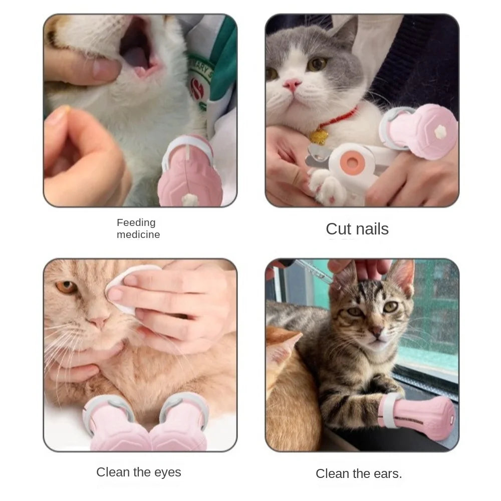 4PCS Adjustable Cat Foot Cover Silicone Multi-Color Anti-Scratch Cat Shoes Waterproof Cat Claw Protector Pet Grooming