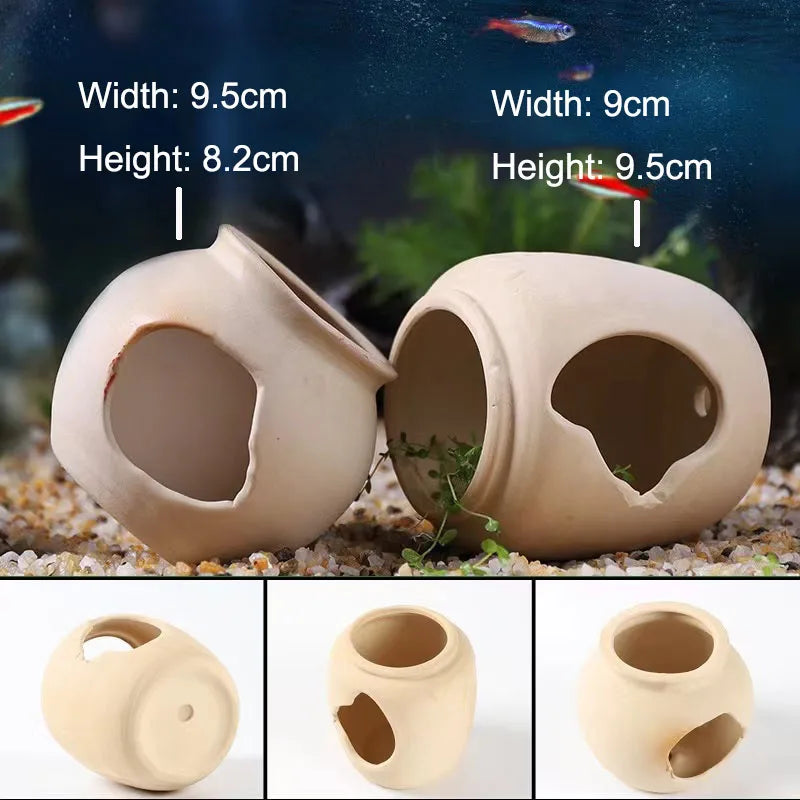 Aquarium Decoration Pottery Scorpion House Canister Fish Tank Ceramic Fish Shrimps Shelter House Simulation Stone Decor