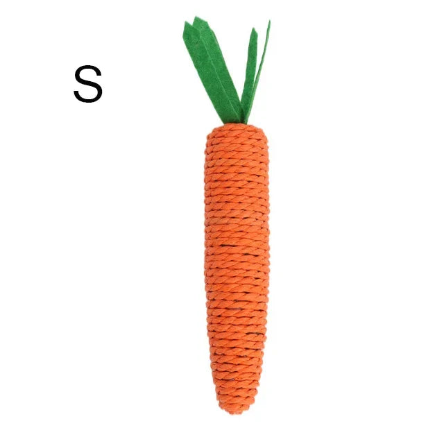 Cat Toy Carrot Sound Pet Products Bite Resistant Paper Rope Scratcher Clean Teeth Interactive Play Cat Carrot Chew Toy for Cat