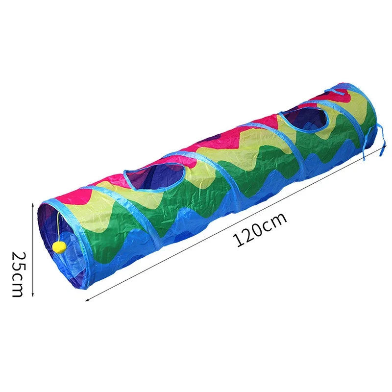 Collapsible Rainbow Cat Tunnel Pet Tube Play Toy Indoor Outdoor Kitty Puppy Toys for Puzzle Exercising Hiding Training Cat Toys