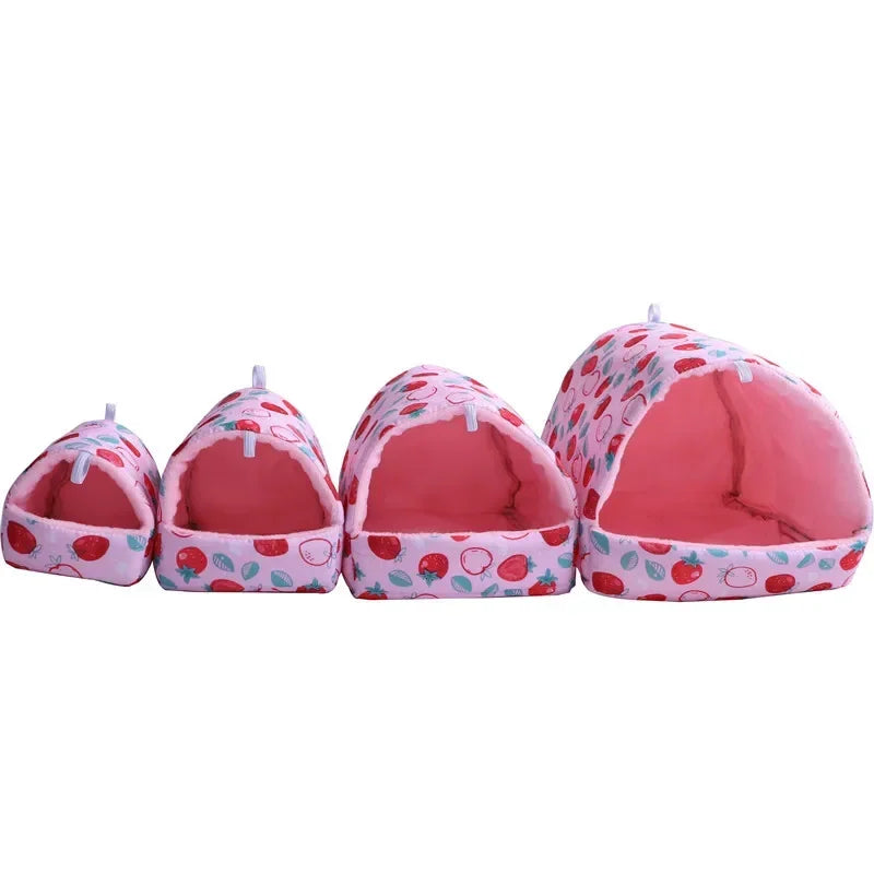 1pc Cartoon Hamster House Bed Winter Comfortable Rat Home Cute Foldable Guinea Pig Hanging Tent Sleeping Nest Ferret Cage