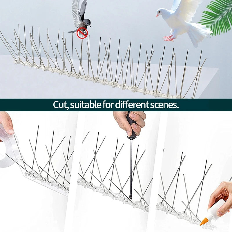 25cm Anti Pigeon Spikes Deterrent Anti-Bird Repellent Stainless Steel Bird Spikes Thorn on Balcony Eaves Sills Bird Proof Nails