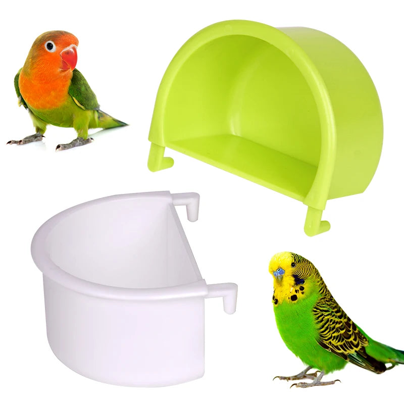 New 2pcs Bird Food Feeding Dish Easy to Install Bird Cage Feeder Bowl for Small Animals Budgie Parrot Parakeets Lovebirds
