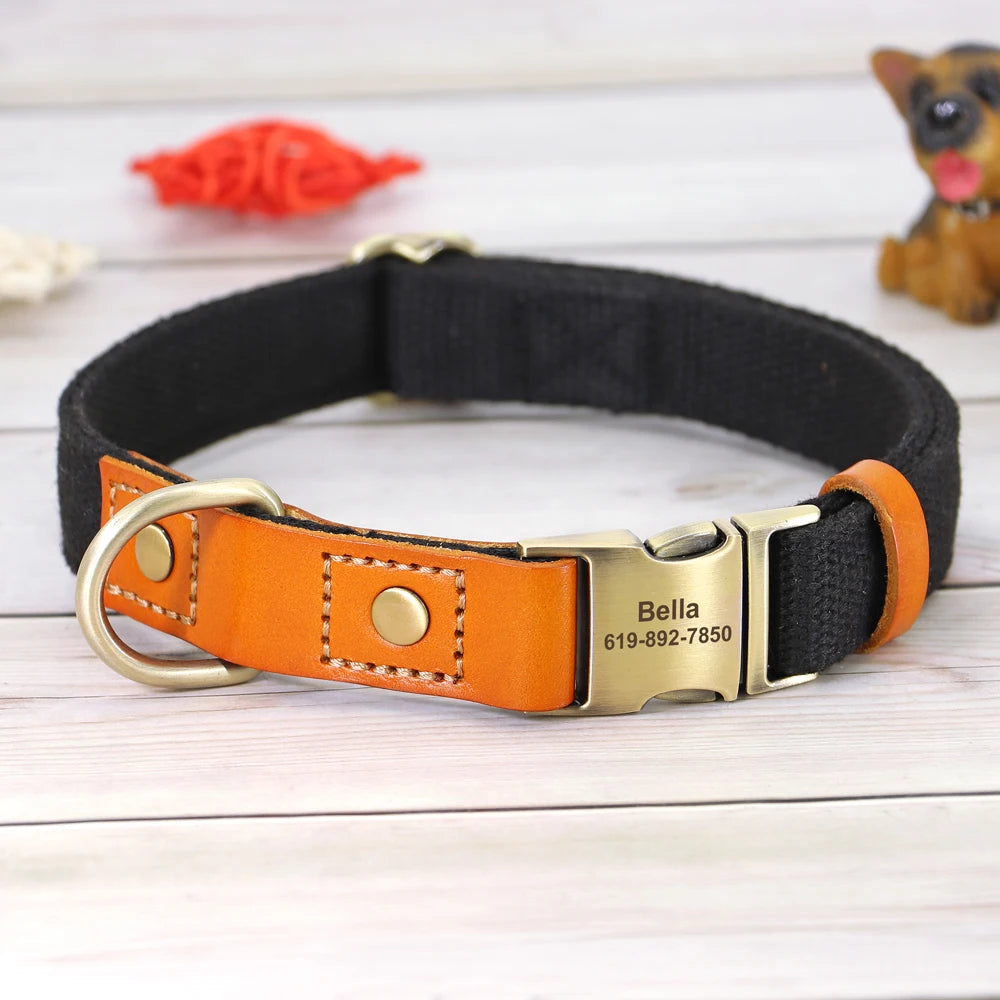 Custom Nylon Dog Collar Durable PU Leather Dog Collars Necklace Personalized Pet ID Collars for Small Medium Large Dogs Party