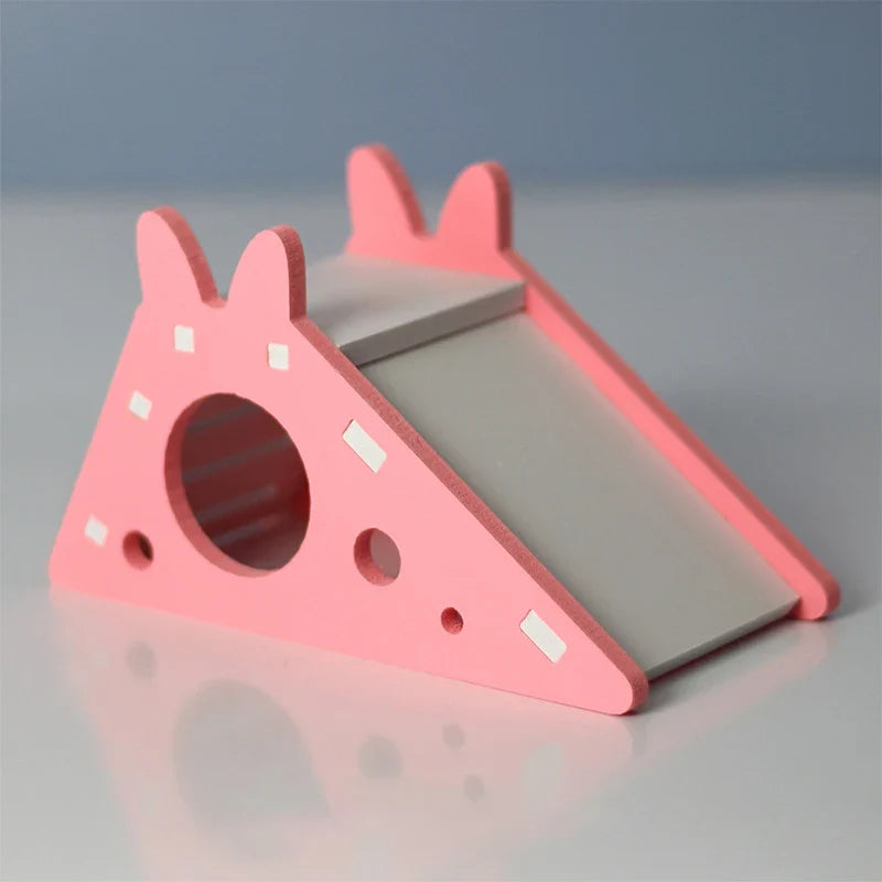 Bird Slide Toy Hamster Hideout House Parrot Cage Accessories Guinea Pig Wooden Cave Slide with Stairs Toy Small Pet Supplies