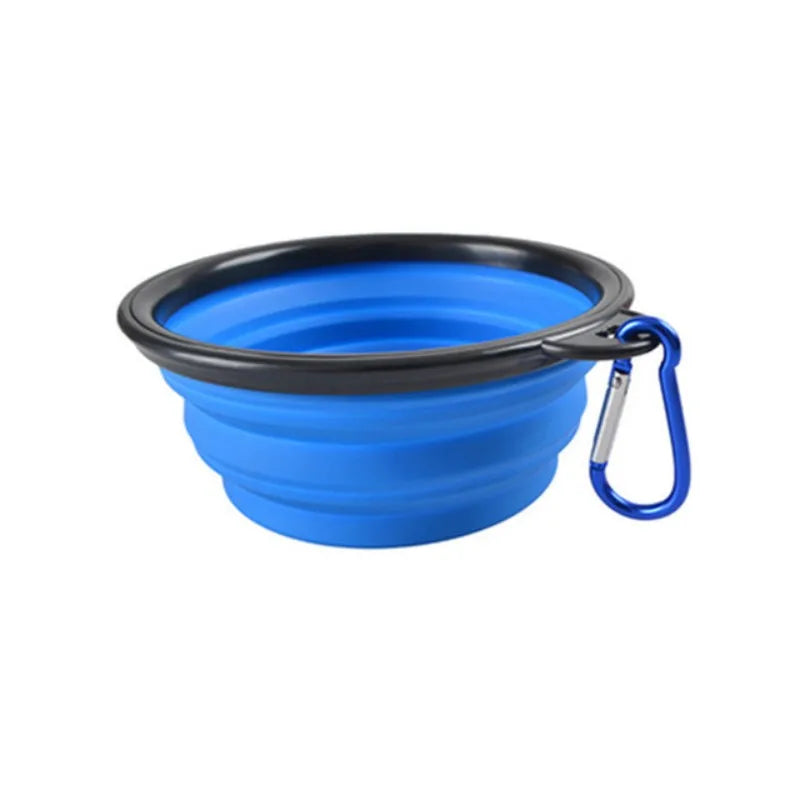 Dogs Feed Supplies Folding Silicone Bowl Portable Puppy Water Container with Carabiner Folding Cats Bowl Travel Pets Accessories
