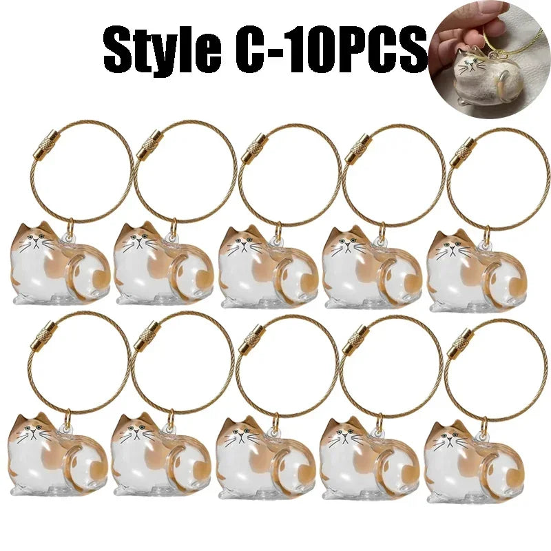 1-40PCS Pet Hair Organiser Memorial Keyring Transparent Cat Hair Organiser Souvenir for Pet Lovers Pet Memorials