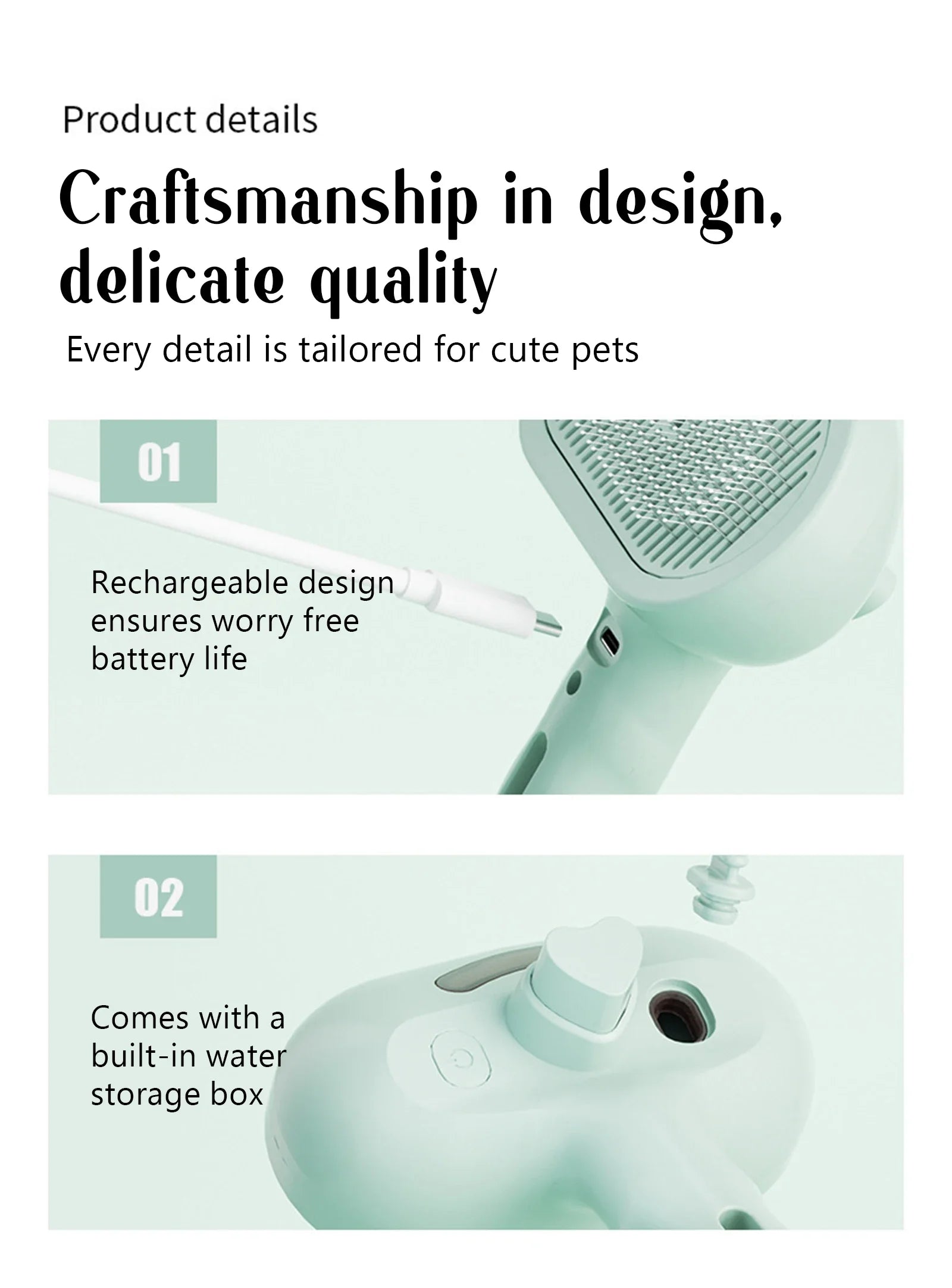 Pet Spray Hair Comb, Pet Hair Remover Cleaning Brush, Cats Grooming Dog Accessories Tools, Dematting Water Mist Humidifier Comb