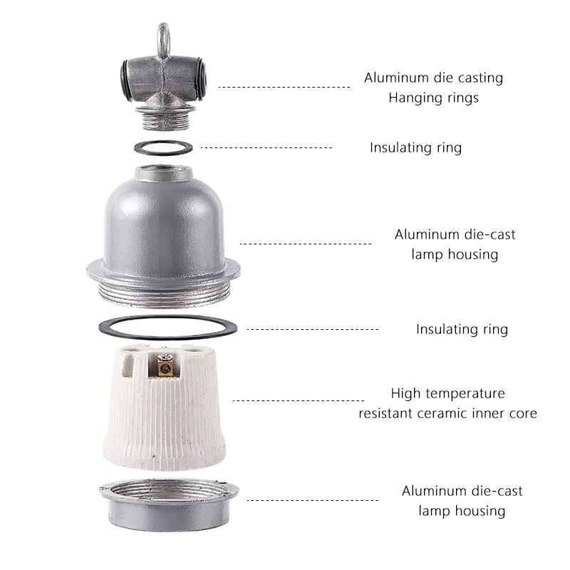 Reptile Heat Lamps Holder Insulated E27 Ceramic Socket for Reptiles Heat Lamps Holder Amphibious Terrarium Lighting Accessories