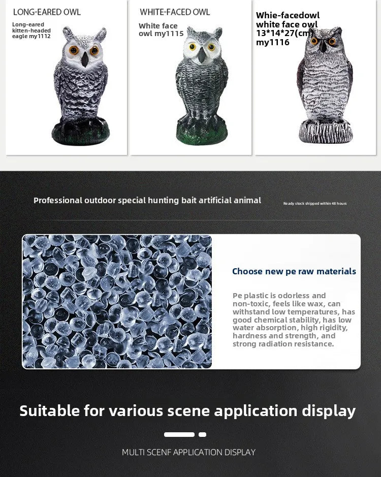 Simulated owl outdoor gardening bird-scaring and rat-repelling decorative item, a shaking animal resin owl handicraft