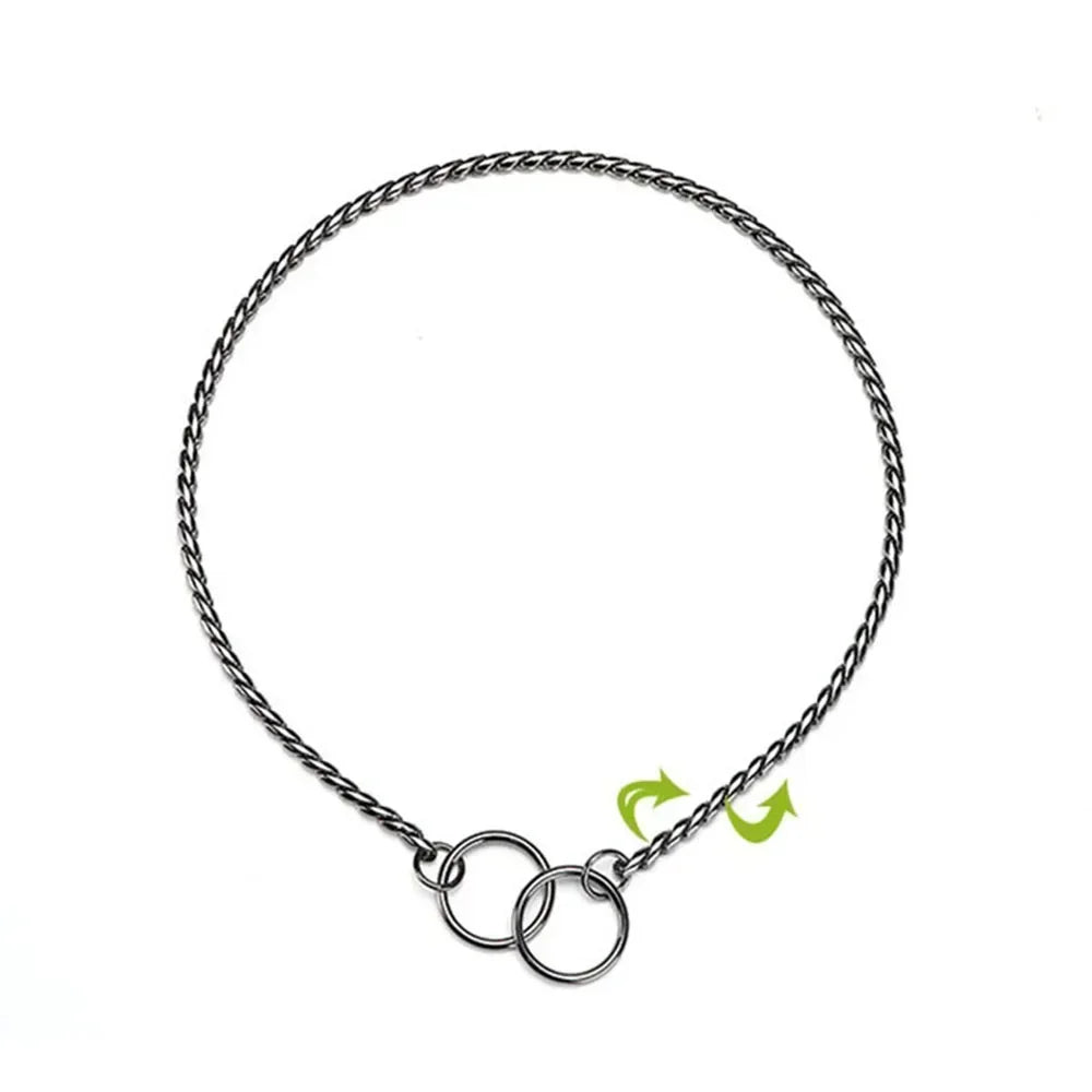 Dog Snake Chain Choke Collar P Chock Metal Chain Dog Collar Necklace Walking Training Pet Supplies for Small Medium Large Dogs