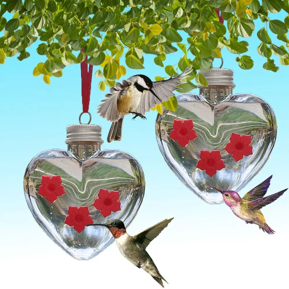 PET Hummingbird Feeder Spherical / Heart Shape 3 Ports Birds Water Dispenser Transparent Visible Leak Proof Hanging Bird Feeder