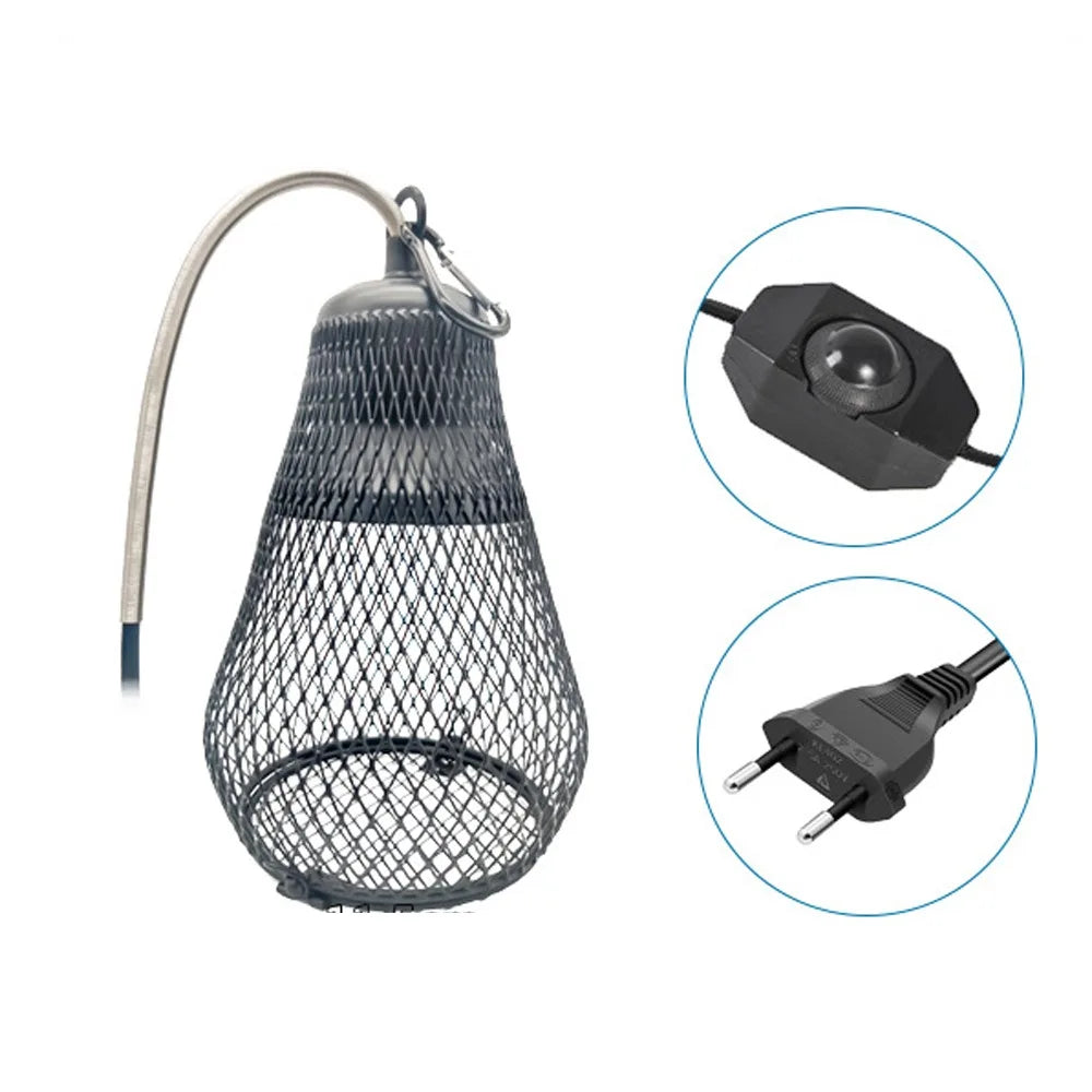 Ceramic Heat Emitter Pet Heating Lampshade Iron Mesh Dome Double Cage Reptile Heat Lampshade E27 Bulb Holder