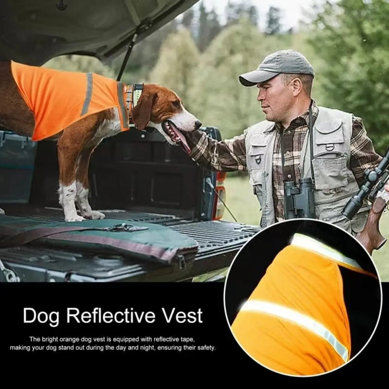 Reflective Dog Safety Vest Breathable Adjustable Puppy Visibility Jacket Comfortable Bright Orange Pet Fluorescent Clothes