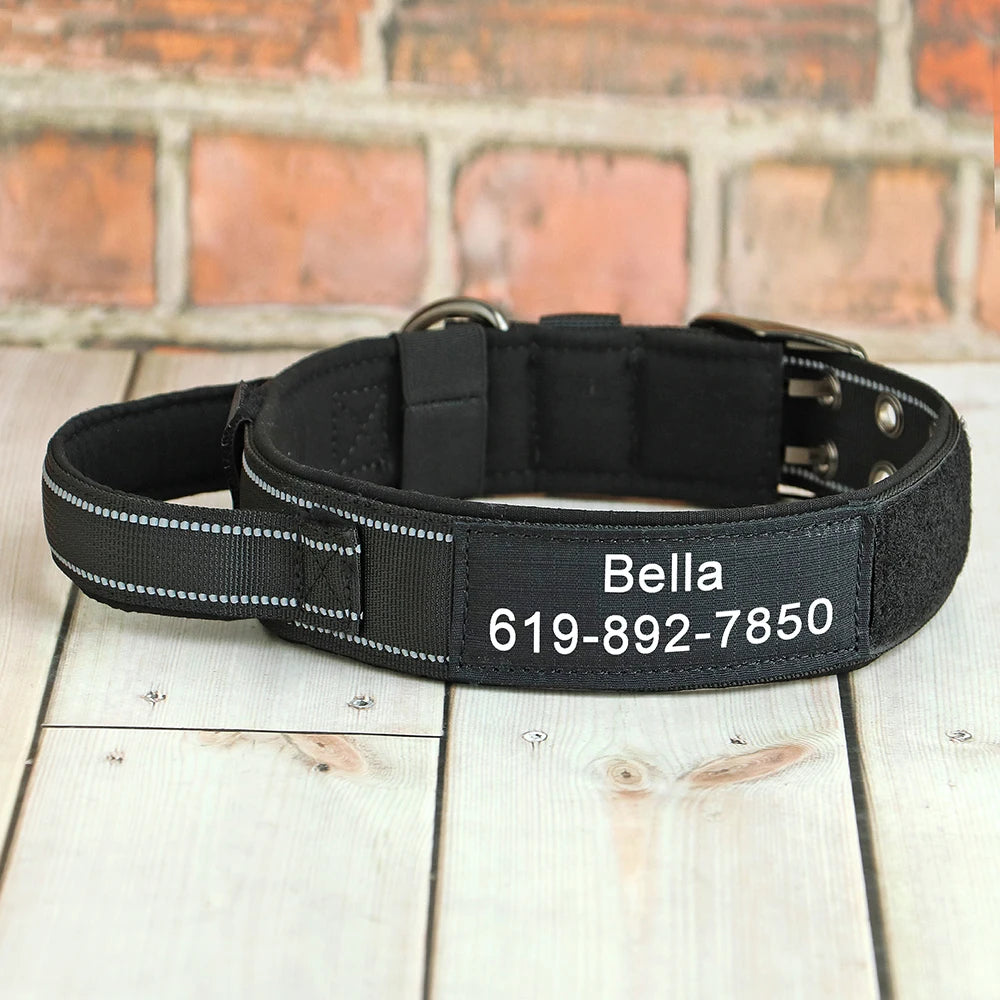 Custom Military Dog Collar Personalized Tactical Nylon Accessories Collar Adjustable Medium Large Dogs German Shepherd Collars