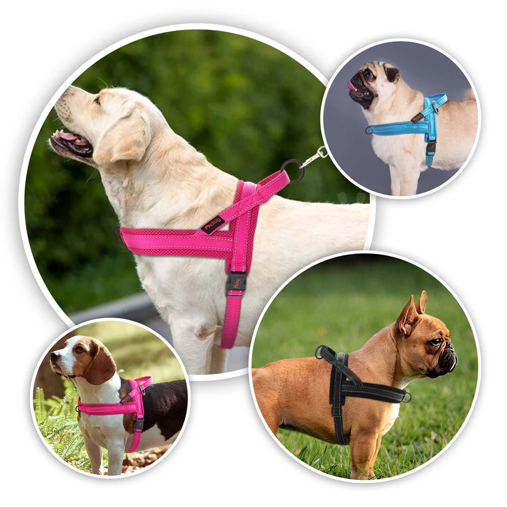 Mesh Nylon Dog Harness Reflective Pet Harness No Pull Dogs Vest With Quick Control Handle for Small Medium Large Dogs Pitbull
