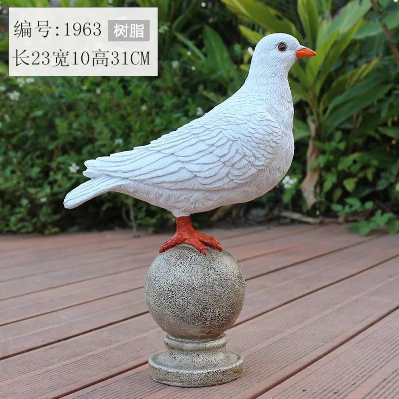 Outdoor garden simulation animal white dove model, garden decoration prop, resin simulation pigeon figurine