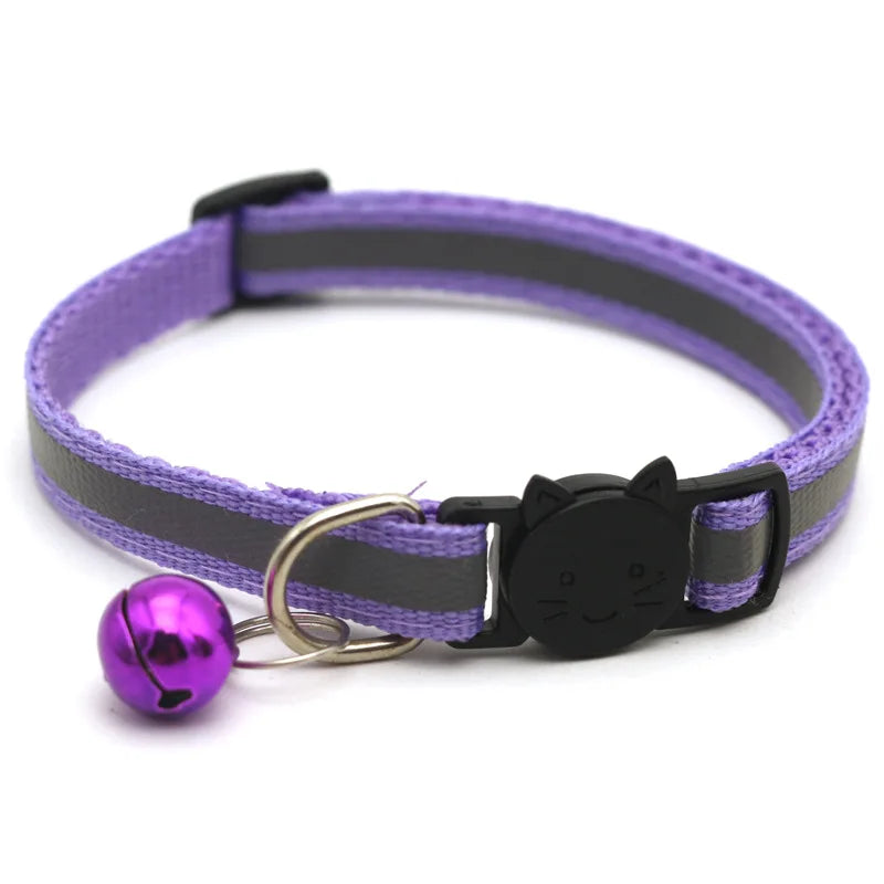 Mini Adjustable Dogs Collars Puppy Bell Necklace Bow Tie with Reflective Strips Cats Pattern Buckle Collars for Pets Accessories
