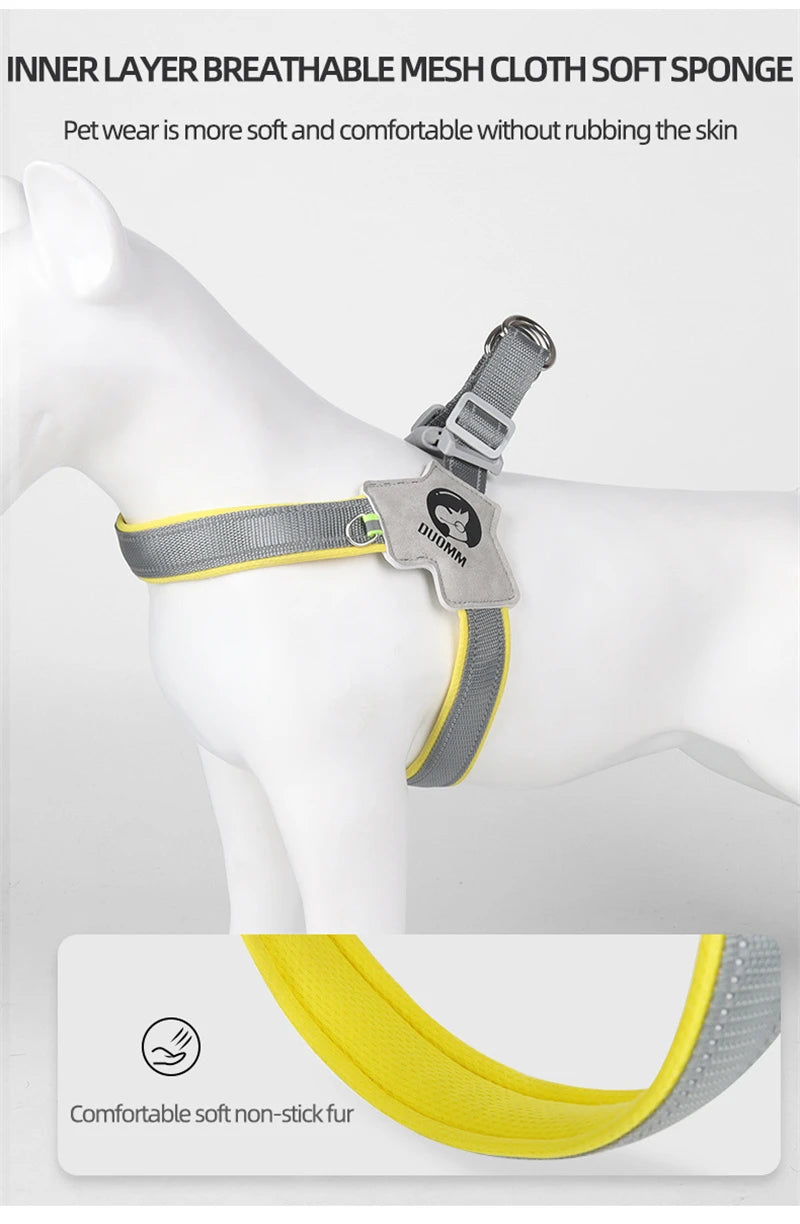 Reflective Pet Dog Harness Saddle Style Breathable Dog Chest Strap for French Bulldog Collar Small Medium Dogs Puppy Harnesses