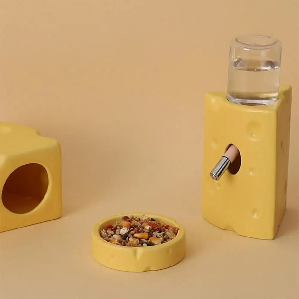 Creative Hamster Hideout Ceramics Hut Decorative Ceramics Hamster House Cheese Shape Hiding Hole Hamster Bed Pet Nesting