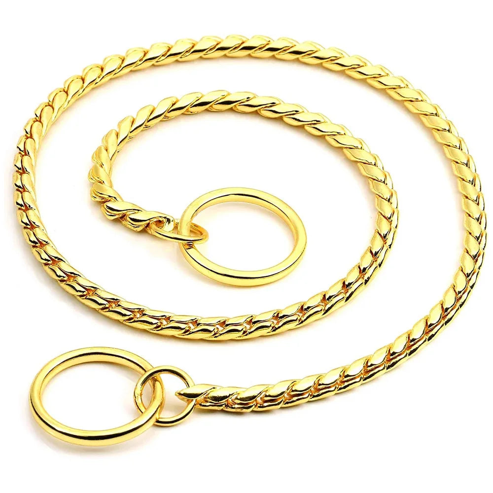 Dog Snake Chain Choke Collar P Chock Metal Chain Dog Collar Necklace Walking Training Pet Supplies for Small Medium Large Dogs