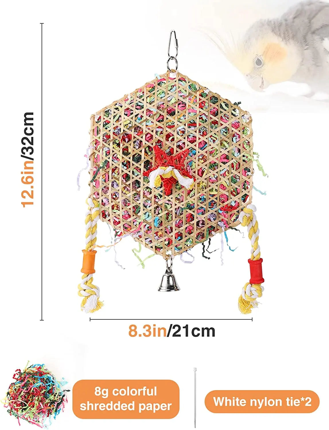 1PCS Parrot Bite Toys Climbing Foraging Bird Chew Toy Colored Paper Shredder Bamboo Woven for Lovebirds Cockatiels Budgies