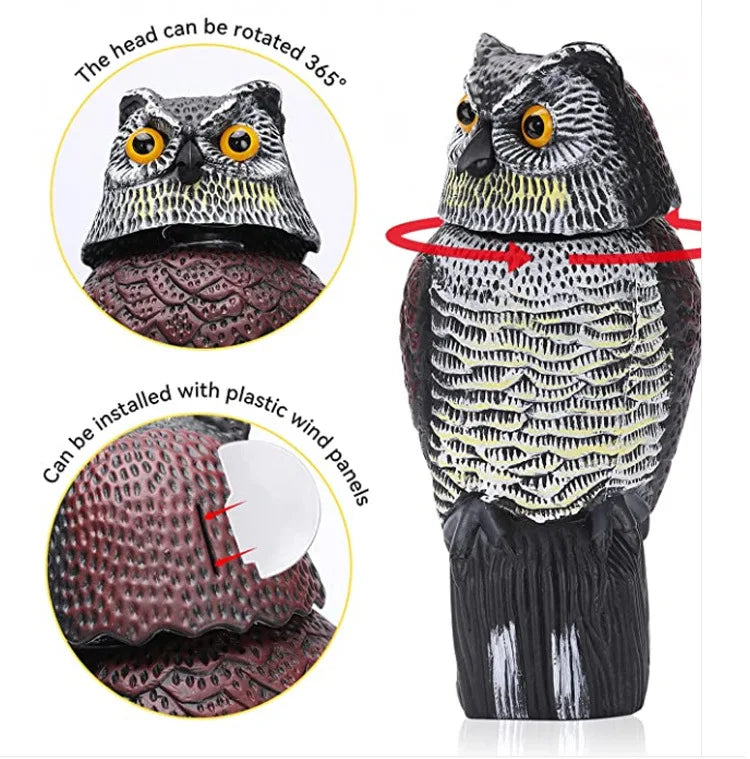 Simulated owl outdoor gardening bird-scaring and rat-repelling decorative item, a shaking animal resin owl handicraft