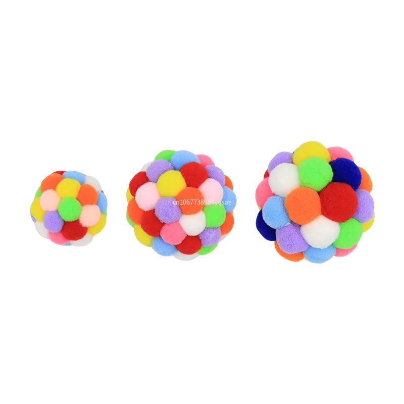 1PC Cat Toys Pet Plush Ball Toy Pet Elastic Bell Ball Self Hi Balls Playing Cat Colorful Woolen Ball Cat Toys Interactive 고양이캣타워