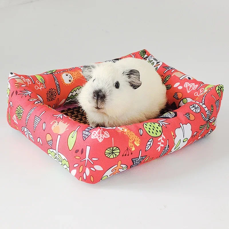 Summer Small Pets Cool Nest Puppy Kitten Rattan Mat Cute Print Pet Cooling Mat for Guinea Pig Hamster Chinchilla Small Cage