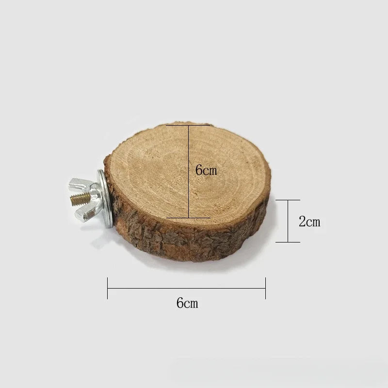 Parrot Hamster Round Stand Board Pet Birds Parrot Wooden Platform Bracket Toy Hamster Branch Perch Bird Cage Toy Pet Stand Board