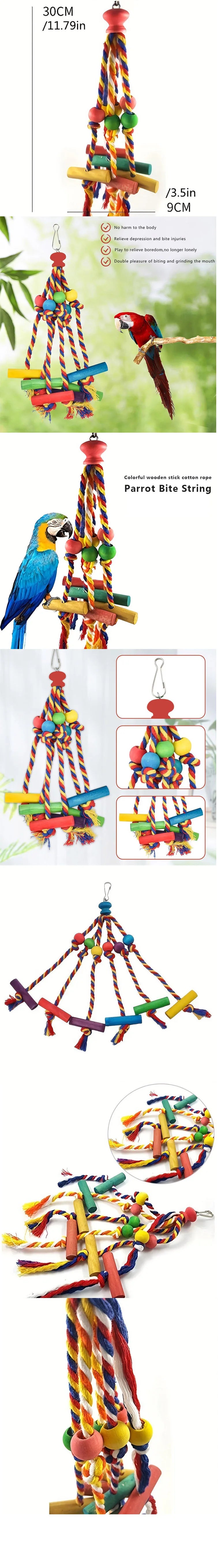 Wood Parrot Bird Toys Training African Grey Parrot Cage Accessories Birds Toy for Parrot Swing Equipment for Bird Foraging Toys