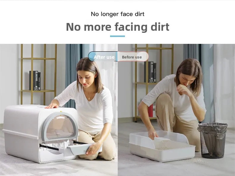 Easy To Clean Cat Litter Box Hand-pulled Shit Shoveling Fully Enclosed Cat Toilet Semi-automatic Cat Litter Box  Litter Tray